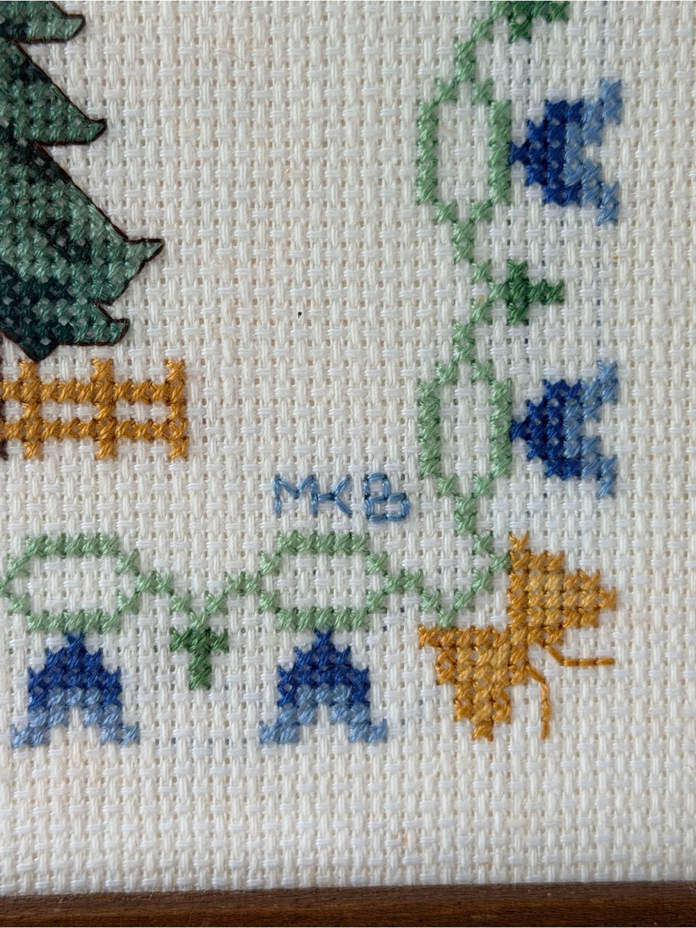 Vintage House Blessing Cross stitched Framed Wall Decor Cottagecore Handmade - Picture 3 of 9